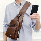 Bolsa de Ombro Masculina de Couro Modern
