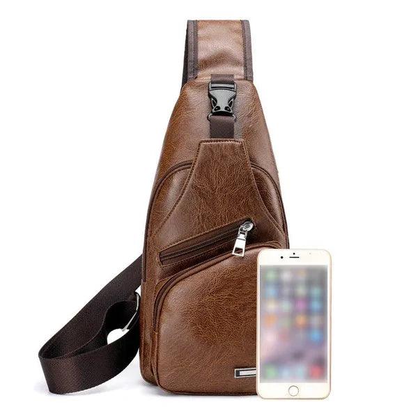 Bolsa de Ombro Masculina de Couro Modern