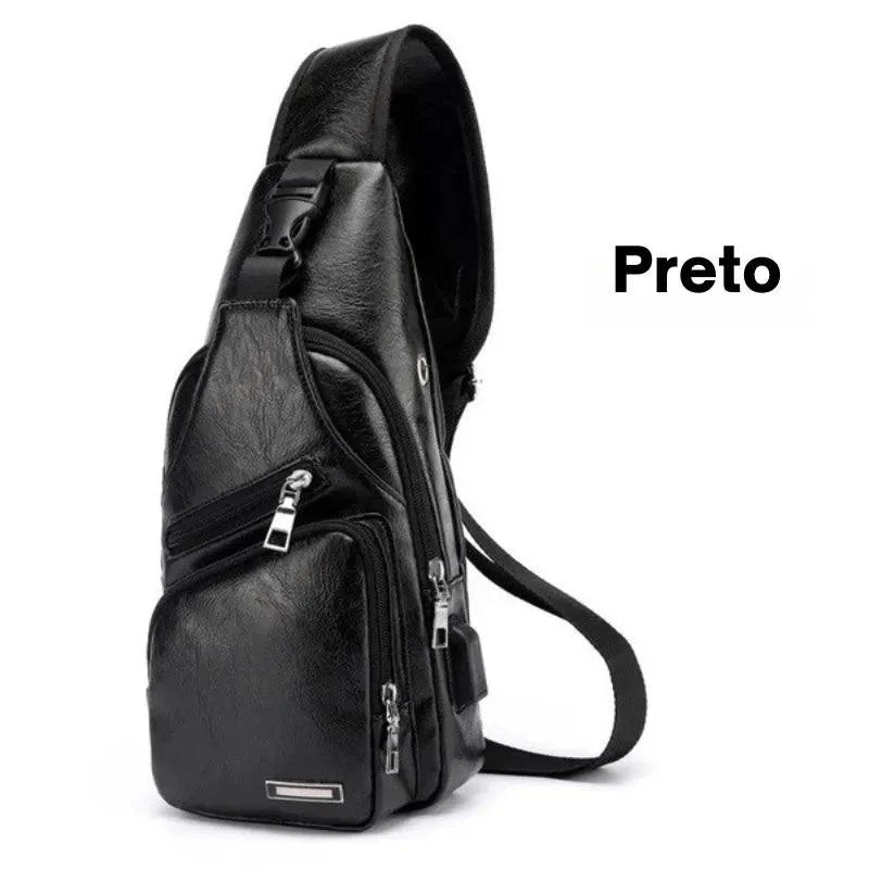 Bolsa de Ombro Masculina de Couro Modern