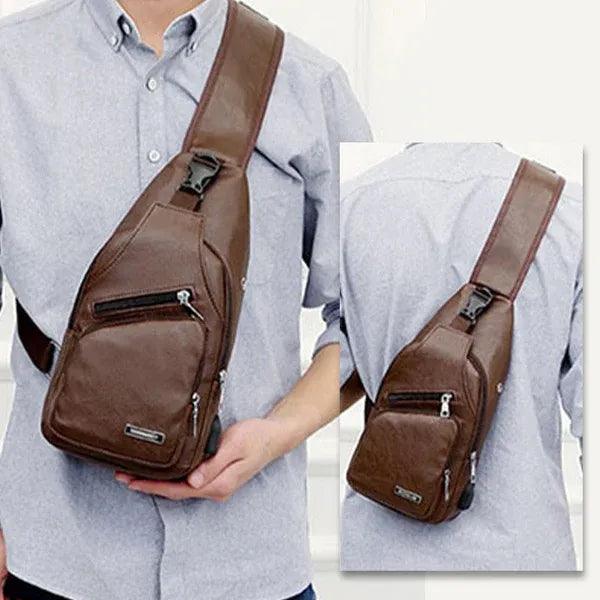 Bolsa de Ombro Masculina de Couro Modern