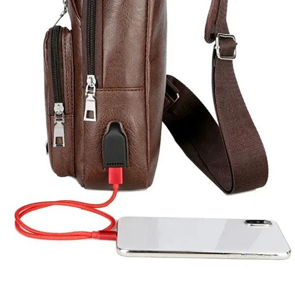 Bolsa de Ombro Masculina de Couro Modern