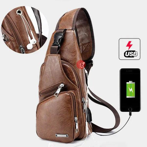 Bolsa de Ombro Masculina de Couro Modern