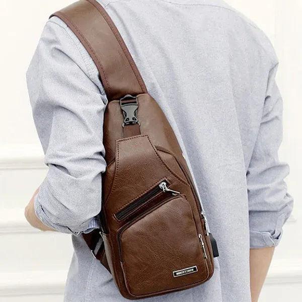 Bolsa de Ombro Masculina de Couro Modern