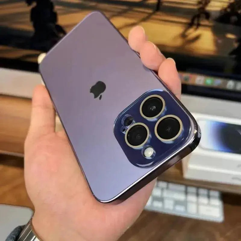 Capa protetora para iPhone de vidro temperado acrílico fosco galvanizado