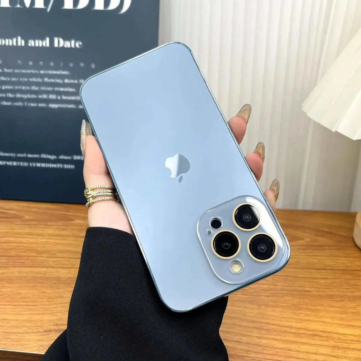 Capa protetora para iPhone de vidro temperado acrílico fosco galvanizado