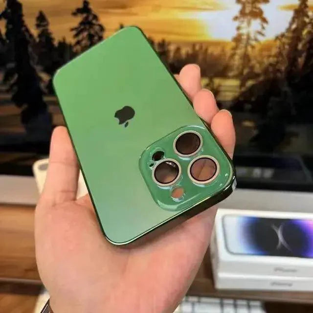 Capa protetora para iPhone de vidro temperado acrílico fosco galvanizado