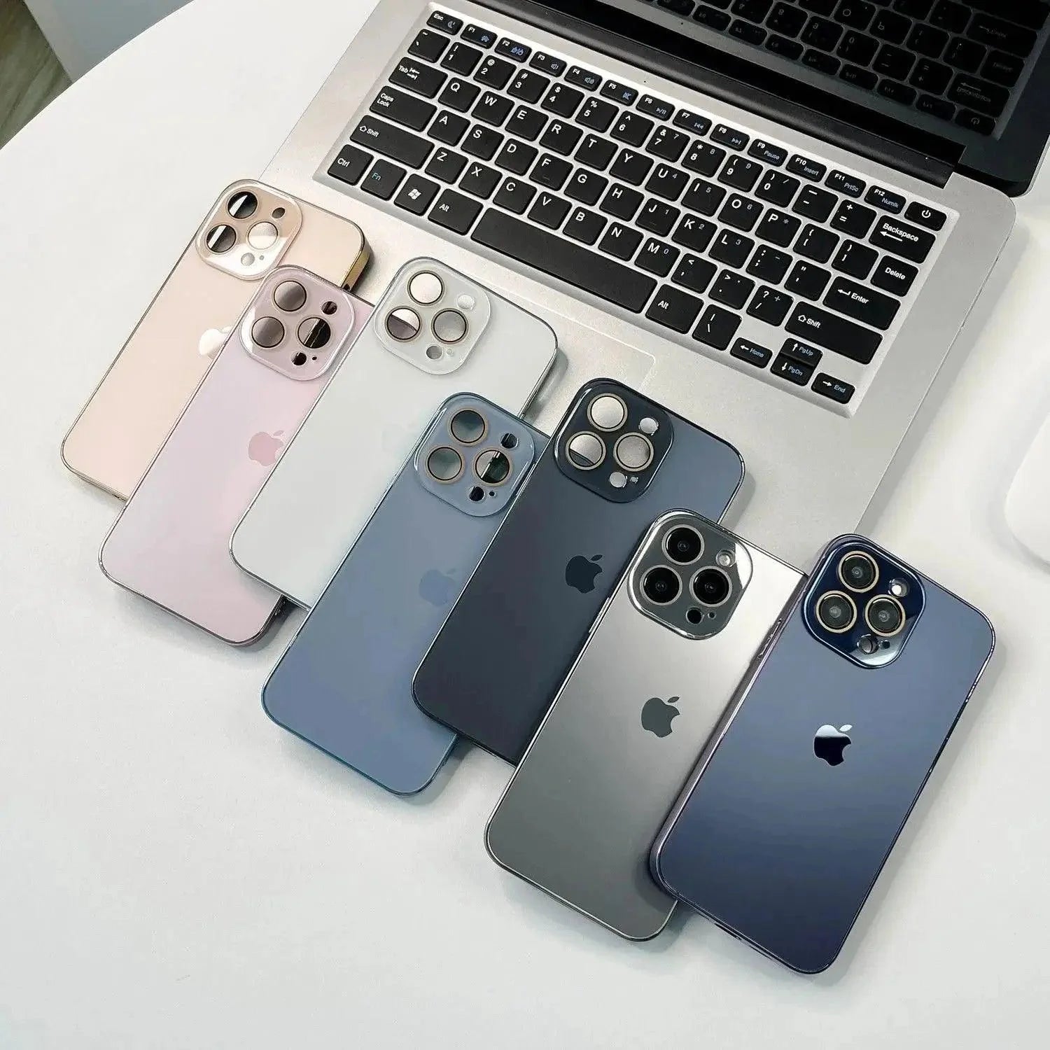 Capa protetora para iPhone de vidro temperado acrílico fosco galvanizado