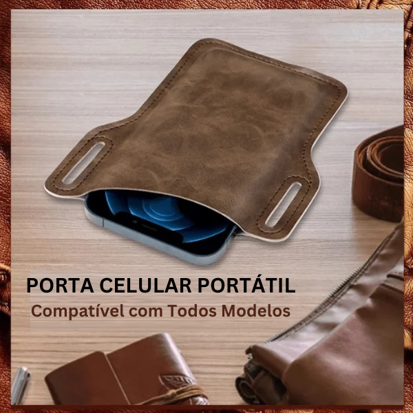 Porta Celular de Couro Luxo Portátil