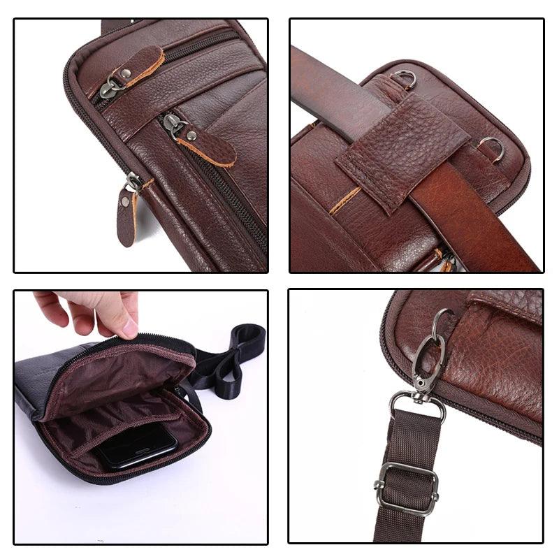 Bolsa de Ombro de Couro Masculina Palk