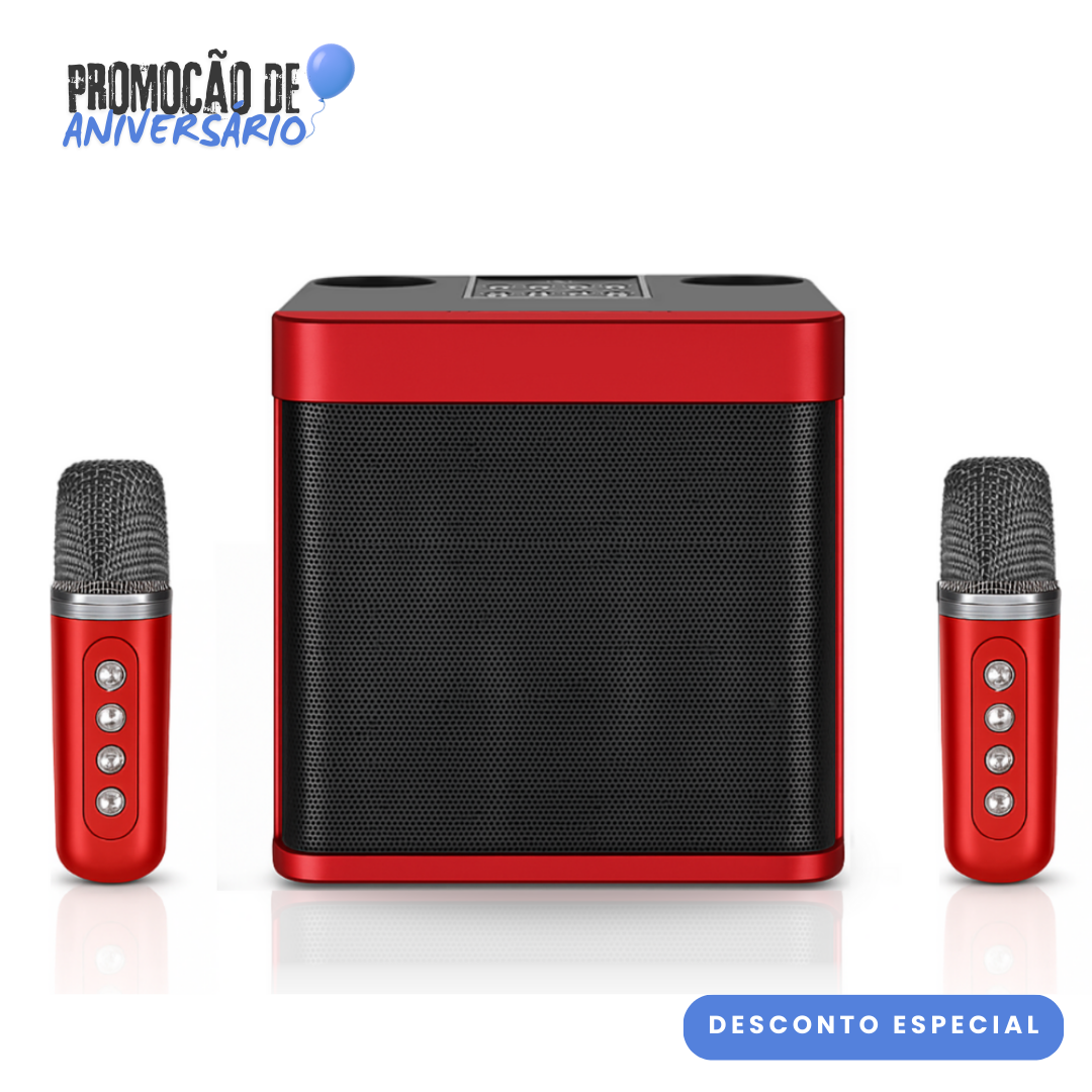Karaokê Mbox Portátil - Dois microfones sem fio