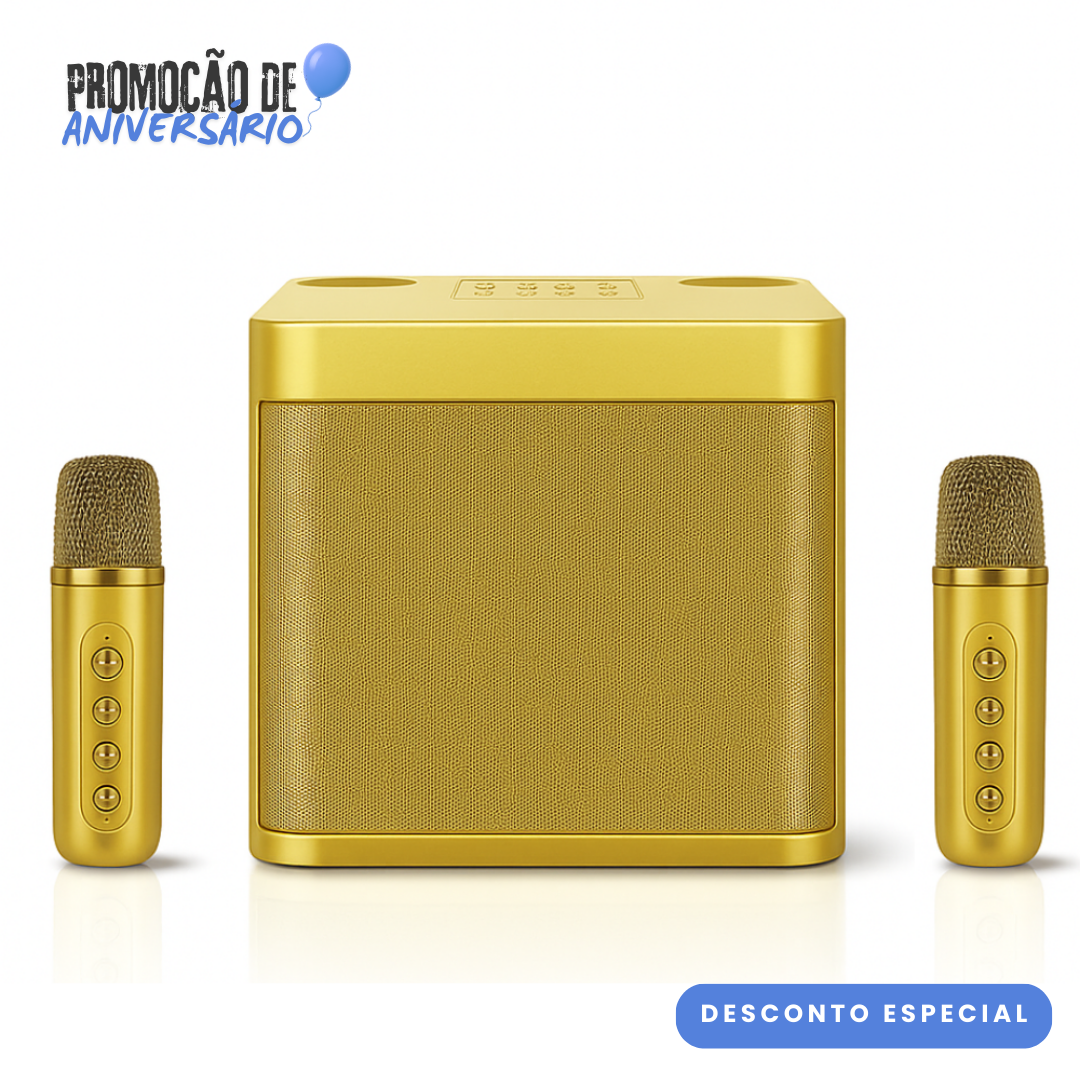Karaokê Mbox Portátil - Dois microfones sem fio