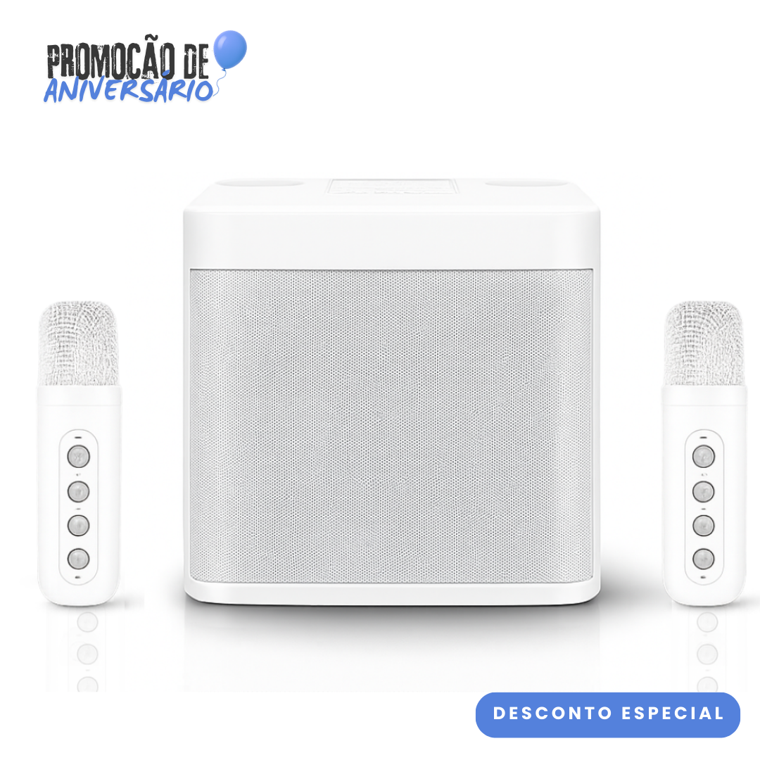Karaokê Mbox Portátil - Dois microfones sem fio